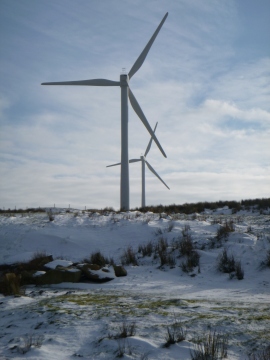 Wind turbines in the snow